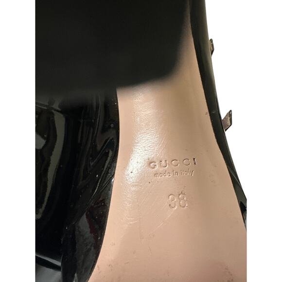 Gucci Lisbeth Black Patent Leather Triple Strap Mary Jane Heels IT 38 / US 8 - Picture 11 of 16